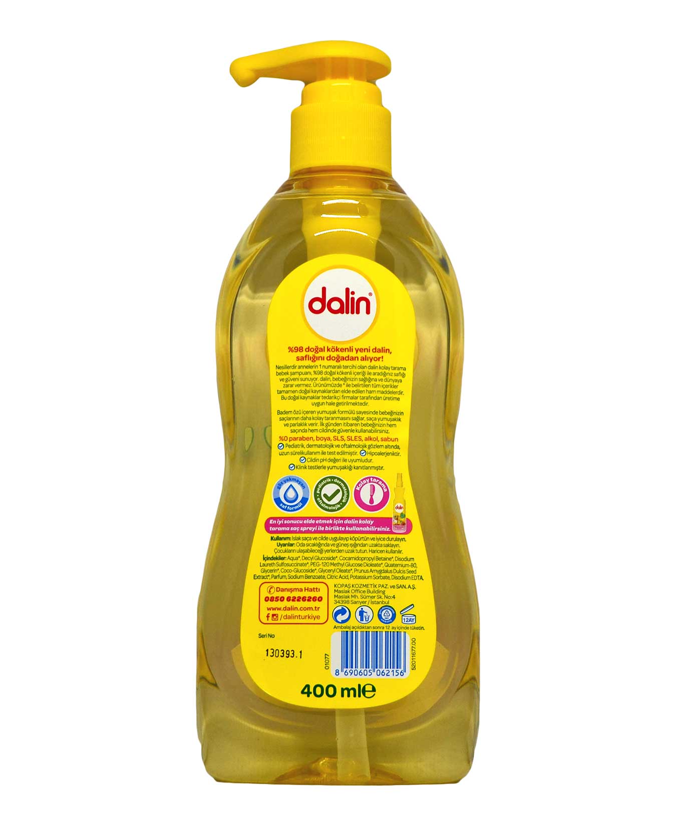 Dalin Bebek Şampuanı 400 ml Kolay Tarama Pompalı 8690605062156